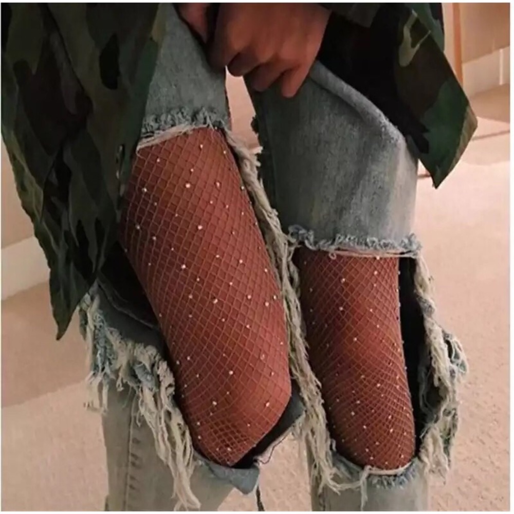 NEW! Fishnet Tights with Rhinestones - Picture 2 of 8